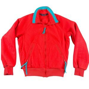 Columbia Red Fleece Jacket Retro 90s Radial‎ Full Zip Turquoise Size S